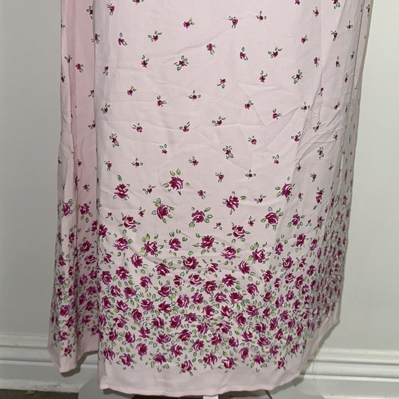 Hanna Andersson Maxi Dress Womens Large Floral Pink Short Sleeve Rayon USA Vtg - Picture 2 of 10